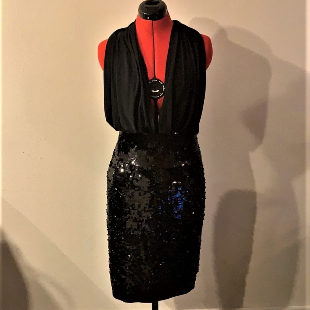 Black Sequin Midi Skirt